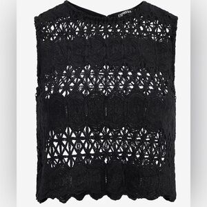 Express Black Lace Open Stitch Cropped Tank NWT